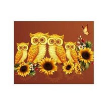 MJS 보석십자수 50 x 40 cm 캔버스형 세트 DIY, 황금부엉이와 나비