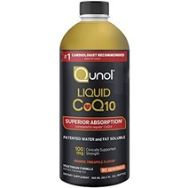 qunol liquid coq10 100mg 코엔자임 q10의 우수한 흡수 천연 보충제 형태 심장 건강을 위한 항산화제 오렌지 파인애플 90인분 30.4 fl oz, 90인분(1팩)