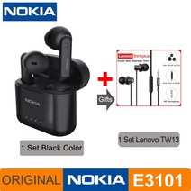 노키아 E3101 블루투스 TWS 헤드폰 무선 Fone 이어폰 소음 감소 듀얼 마이크 HD 통화 헤드셋 안드로이드 ios에 대한 귀에 세미, 규격 없음, E3101 Black and TW13