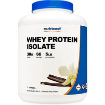 뉴트리코스트 웨이 프로틴 아이솔레이트 파우더 5파운드 바닐라맛 1병 5lb 1서빙 34.14g 66회분 Whey Protein Isolate