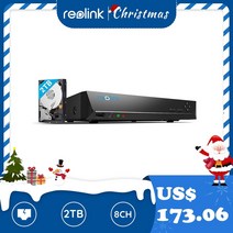 Reolink 4MP 5MP 4K HD IP 카메라 전용 247 비디오 레코더용 2TB HDD가 내장된 Reolink 8ch RLN8 410 5MP PoE NVR, 협력사, 2T