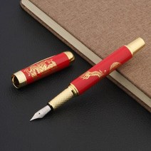 저가만년필 만년필입문 고급스러운 고품질 우아한 도자기 만년필 잉크 펜 드래곤 칠보 레트로 편지지 사무용품, 붉은 용