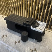 미용실 샴푸 의자 헤어샵 체어 이발소 샴푸대 바버샵 살롱 헤어, 업그레이드 블랙 + 온수기