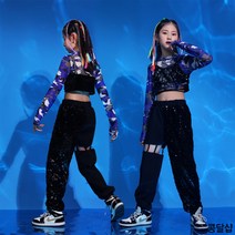 콩달샵 주니어 여아 아미크롭티+트임댄싱바지 초등학생옷 재즈댄스복 힙합댄스복 공연의상 [W138]