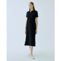 22SS 블랙 퍼피자수 면혼방 반팔카라원피스 HSDR2B772BK