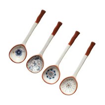 BLOWFISH FUGU도자기 우동스푼4p 슈트 예쁜 스프스푼 도자기요거트스푼 라멘스푼 디저트 스푼, 4p