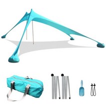 조립식 평상 시스템 파고라 파라고 돔하우스 가제보 휴대용 캠핑 Pergola 야외 방풍 비치 텐트 차양 및 전망대 텐트 210*150*170cm 모래 앵커 초경량 방수 13770, Light blue