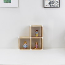 조이너스 고무나무 계단식 피규어 진열장 미니 2단 3칸, 화이트(J-109W)