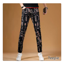 티피/Teepie 프린팅 청바지 슬림 트렌드 헤어 스타일리스트 스판바지