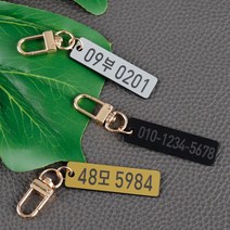 메탈코팅판 자동차 키링 열쇠고리 전화번호 차넘버, 실버 5x1.5cm