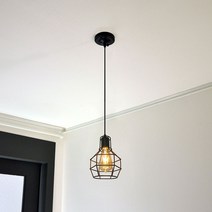 [빛나라닷컴] 신사블랙 1등 인테리어 식탁등, 블랙 + ST64 LED 에디슨전구 4W (전구색) 포함