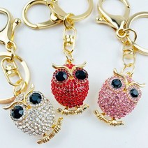같은공간-앙증맞은 큐빅 부엉이 원터치 키홀더 키링 선물용키링 특이한열쇠고리 열쇠고리 부엉이키링 가성비선물-SP, SP-1.레드