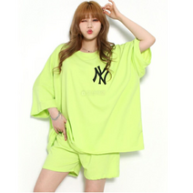 상상그이상 여성용 레터링 루즈핏 트레이닝 반바지 반팔티 세트