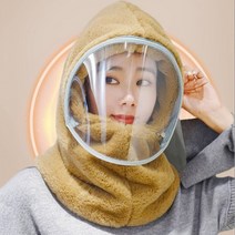 탈부착 겨울 방한 안면 풀커버 페이스쉴드 넥워머 바라클라바 후드 모자 마스크, 핑크