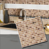 유니디자인 보스타일 인테리어 알루미늄 모자이크 타일시트지, 84 월넛 라지