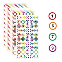 컬러풀 넘버링스티커 [3445] 10장 500pcs 정리스티커, 단품, 상세페이지 참조