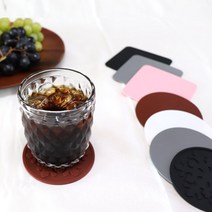 실리콘 컵받침 티 코스터 4개 원형 사각 컵받침대, 눈꽃형-화이트(4개)