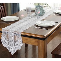 [일오삼유통] 식당상종이 일회용테이블보 탁자보 행사용품 식당식탁커버 전시테이블보, 혹★ NEW 아벨리 레이스 테이블 러너 4인테이블 식탁, [좋아요]