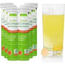 Igennus Healthcare Nutrition 슈퍼 B복합 액체 B비타민 발포성 음료 메틸화 빠른 작용 에너지 카페인 없는 무설탕 오렌지 맛 120개 정제 Igenus, 20 Count (pack of 6)