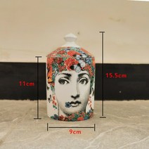 법랑용기 밀폐 범랑 용기 여성 초상화 항아리 Diy 빈 캔들 홀더 뷰티 드레싱 브러시 펜 상자 뚜껑 세라믹, 4d