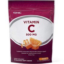 GNC 비타민C 500mg 오렌지 딜리셔스 소프트츄 60개입