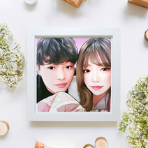 [선물포장이벤트]주문제작 팝아트 초상화 캐리커쳐 액자 여자친구 남자친구 부모님 커플 기념일 생일 선물 20대 30대 결혼 웨딩 부모님 릴캐리샵, 2명, 투톤우드(23.5x23.5cm), 2개