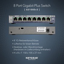 NETGEAR GS108E 매니지드 스위치 8포트 기가비트 이더넷 LAN 스위치 플러스(네트워크 스위치 매니지드 VLAN IGMP 스누핑 QoS 팬리스 견고한 금속 하우징 ProSAFE 수명 보증) -13663