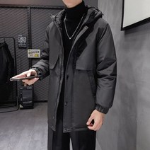 캐주얼 후드 화이트 오리털 코트 남성용 중간 길이 겨울 파카 트렌드 패션 외투