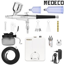 듀얼 액션 에어 브러시 키트 30PSI 고압 자동 정지 무단 제어 압축기 페인팅 모델 메이크업 네일, 30.NCT-STCB131W-S2 - EU 플러그
