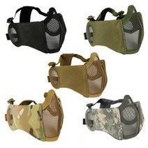 서바이벌 야구모자 귀 안면 보호대 마스크 세트 5종서바이벌 밀리터리 안면마스크 서바이벌룩 밀리터리룩 에어소프트 전동건 서바이벌게임 플레이 마스크, 야구모자-에이택