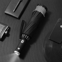 led 10 뼈 windproof 접는 전 된 남자 우산 비 여자 자동차 빛 파라과이 자동 역방향, Navy