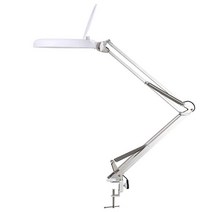 탁상용돋보기 독서용 접이식 LED 수리 작업 시계 수리, 화이트 유리 5배