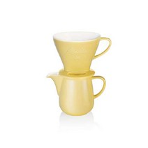 독일 멜리타 커피 핸드드리퍼 세트 블루 (커피 필터 잔+ 포셀린 커피 포트 0.6리터) melitta, 1세트, 노란색