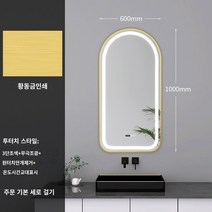 Babbage 스마트 김서림 방지 거울 터치 스크린 욕실 거울 벽걸이 형 LED 조명 화장실 화장대 거울, 47. 다른, 48. 600x1000 더블터치형, 기본 브라스 골드