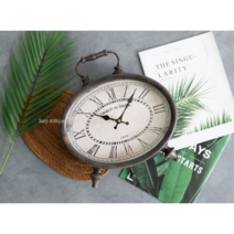 클래식 빈티지감성 핸들타입 타원형 디자인 로마숫자탁상시계 오리엔트앤틱시계 수입 협탁시계