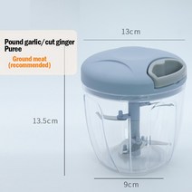 자동 가루 분쇄기 500/900ML 수동 고기 민서 마늘 다지기 회전 야채 양파 커터 주방 요리 액세서리, 04 blue 900ml