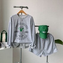 유닉심플 곰 프린팅의 긴팔 반바지 SET G912 매치곰반바지셋