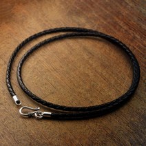 pure silver s925 sterling silver clasp weave leather 긴 체인 목걸이 with silver lock for men 남성 여성 쥬얼리 액세서
