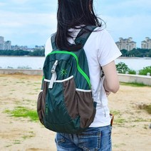 초박형 배낭 여성 야외 여행 배낭 접이식 스킨 백 라이트 패션 휴대용 등산 여행 가방, 짙은 녹색
