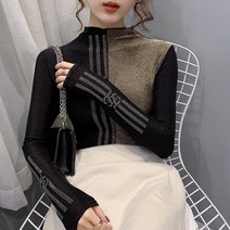 kirahosi 눈부셔 여성 반짝이 금사 긴팔 니트티 슬림 패션 248호 CDpkacm7