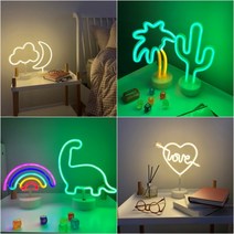 무선 led 스탠드 네온등 네온사인 벽걸이 건전지 달 무지개 선인장 야자수 무드등 감성캠핑 조명