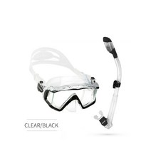 프리다이빙마스크 드라이 스노클링 세트 실리콘 스커트 렌즈 파노라마 스쿠버 다이빙 마스크, 01 CLEAR BLACK