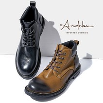 남성 이태리 소가죽 수제 스트랩 키높이 워커