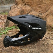 RACEWORK 자전거 헬멧 사이클링 전문 일체형 전체 얼굴 산악 스포츠 모자 남자 경량 크기 58-62CM MTB, black