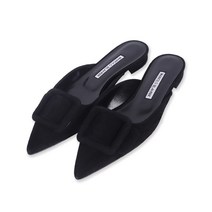 마놀로 블라닉 23FW 여성 메이세일 스웨이드 플랫 뮬 블랙 220 0546 0002 001