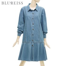 [블루레이스] 페플럼셔링소매데님원피스_BKS1OP3441