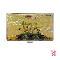 [천삼백케이] [두레공예] 초충도 - 양귀비와 흰나비 자개 휴대명함집, 단품