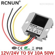 시거잭 인버터 차량용 RCNUN 12 V 24V 5 6V 10A 스텝 다운 DC 컨버터 레귤레이터 50W 벅 전원 공급 장치, [01] 12V-24V to 5V 10A