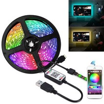 인테리어조명센서등블루투스 USB 5V RGB LED 스트립 조명 5050 컨트롤러 1M 2M 3M 4M 5M 유연한 다이오드, 한개옵션1, 05 5m full set