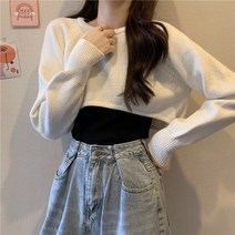 여성 아이유 김나영 대학생 니트 스웨터 여성 아우터 겨울 하이 웨이스트 패션 긴팔